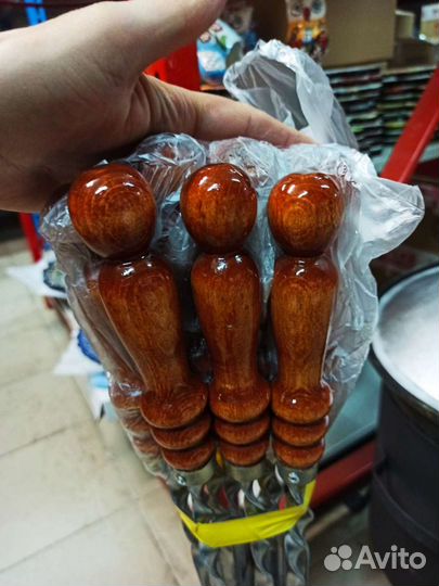 Шампура нержавейка 50 см. с деревянной ручкой