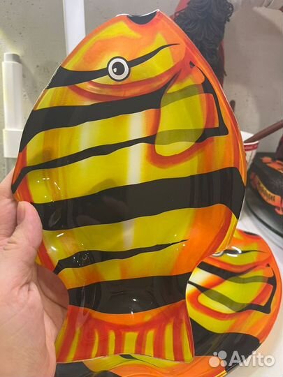 Тарелки 2 шт рыбки для закусок стекло