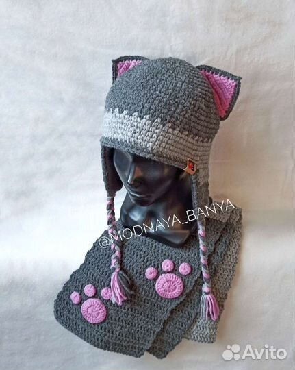 Вязаный комплект шапка и шарф