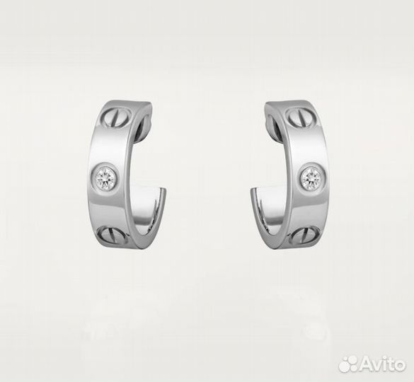 Серьги Cartier love, белое золото