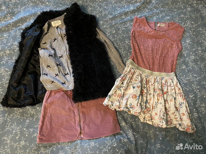Жилетка Zara 122, юбка Zara 122, платье Next