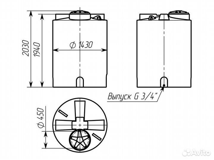 Емкость для воды пластиковая 3000 литров