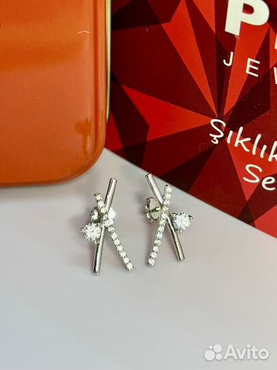 Золотые серьги пусеты Piano бренд 585 проба