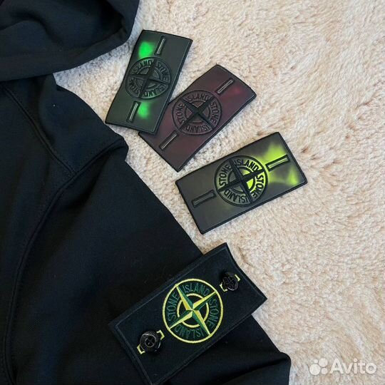 Зип худи stone island чёрная + термопатч