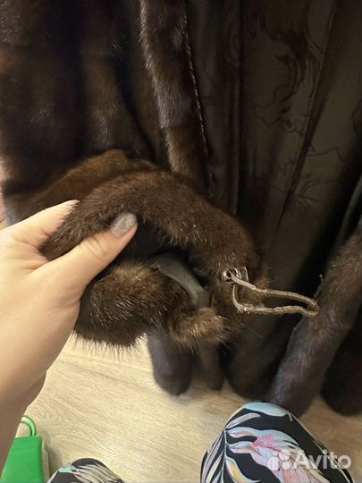 Шуба норковая 42 44 поперечка с капюшоном