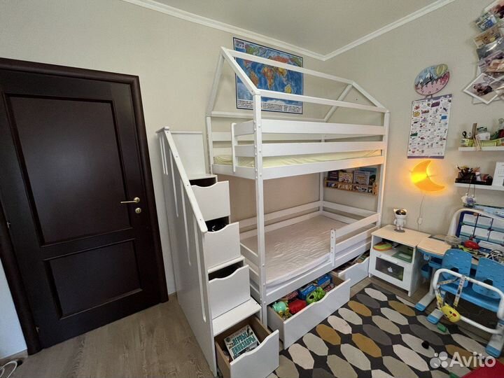 Двухъярусная детская кровать Домик (2 этажа )