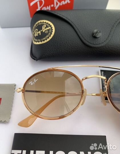 Очки ray ban oval Double Bridge коричневый