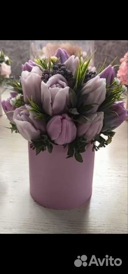 Букет цветов из мыла, розы, тюльпаны