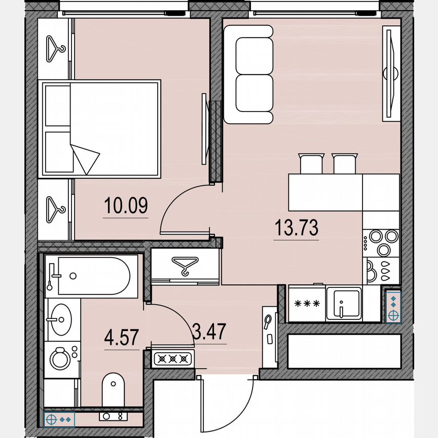 1-к. квартира, 32 м², 13/17 эт.