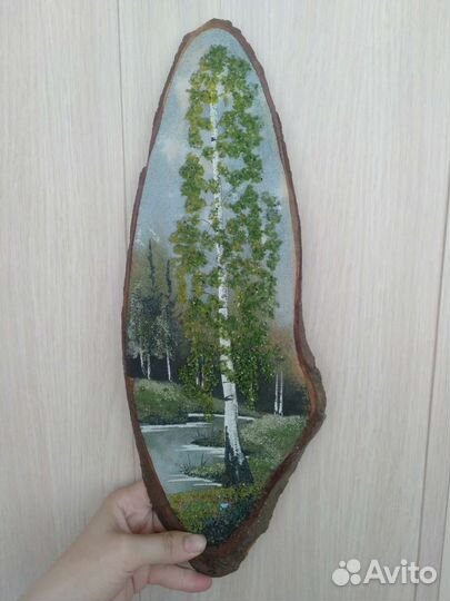 Картина ручной работы. Каменная роспись на дереве