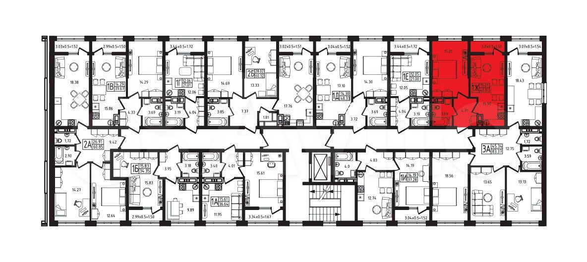 1-к. квартира, 40,8 м², 7/9 эт.