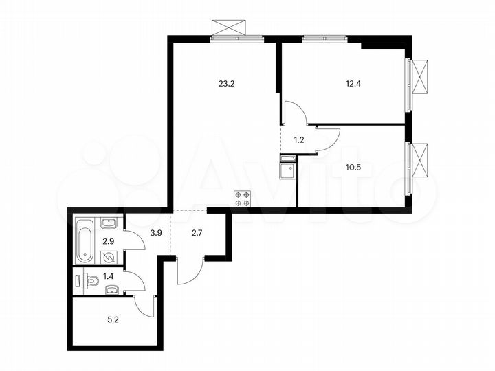 2-к. квартира, 63,4 м², 11/25 эт.