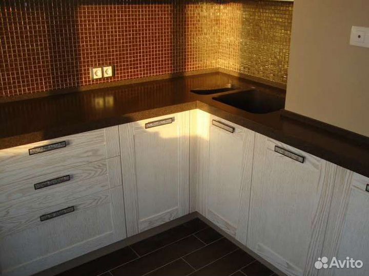 Столешница угловая для кухни из акрилового камня