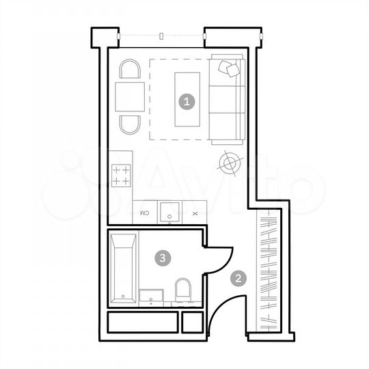 Апартаменты-студия, 24 м², 15/20 эт.