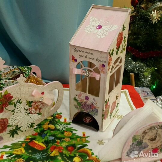 Подарок чайный домик декупаж ручная работа