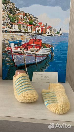 Носки вязаные ручной работы и тапочки -следки