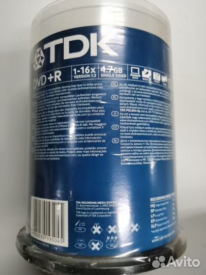 Диск DVD+R TDK (100шт)