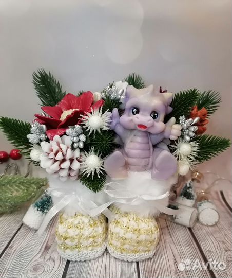 Новогодние букеты из мыла