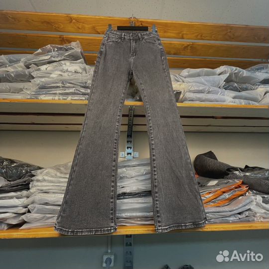 Джинсы клеш Rick Owens Grey Distortion Flare