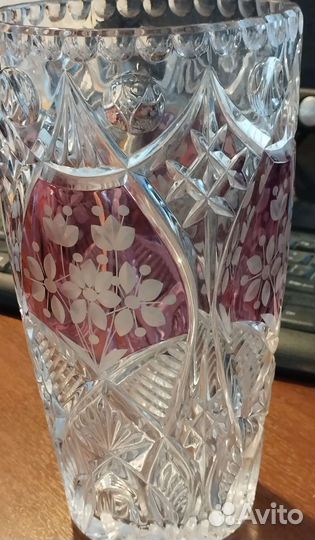 Большая хрустальная ваза для цветов,Чехия