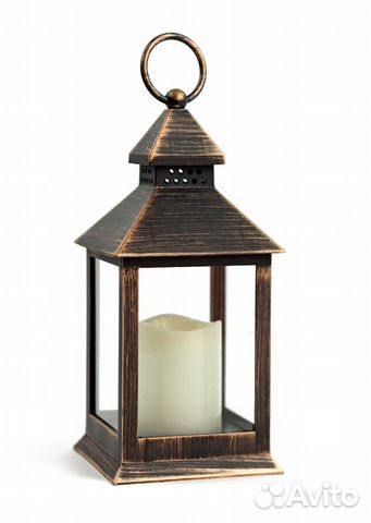 Фонарь 11х11х23 см и лампа камин большая