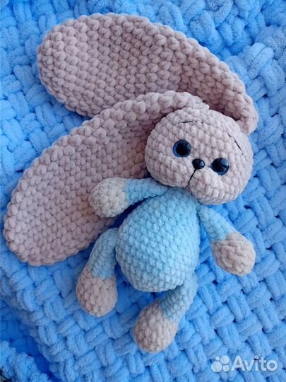 Вязанный детский плед игрушка подарок на выписку