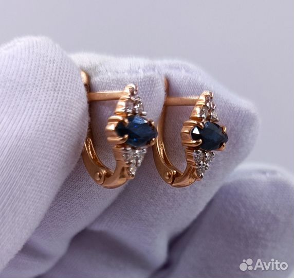 Золотые Серьги 585 пробы с бриллиантами. Рассрочка
