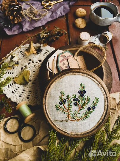 Шкатулка Вышивка Можжевельник Сова