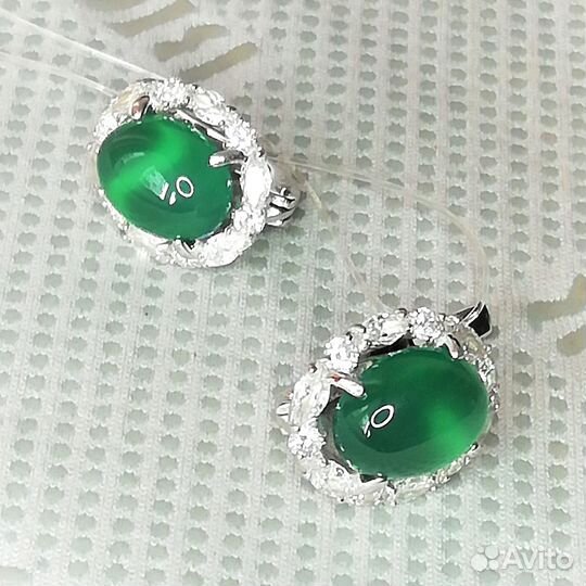 Серьги серебро агат С166
