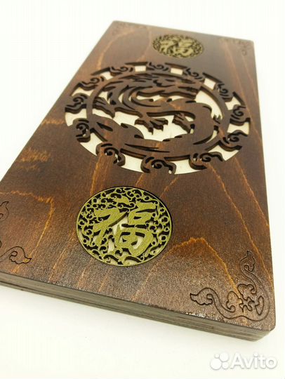 Лакированные нарды с драконом, ручной работы