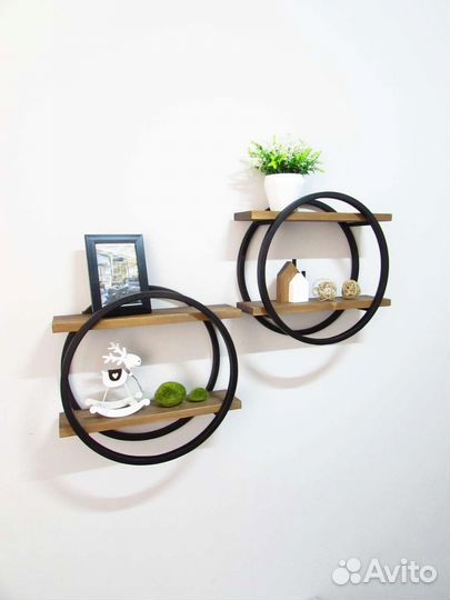 Настенные круглые полки в стиле лофт