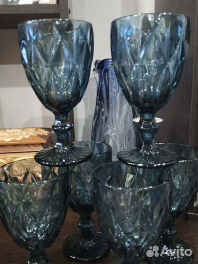 Фужеры Бокалы из цветного стекла по 250 мл Наборы