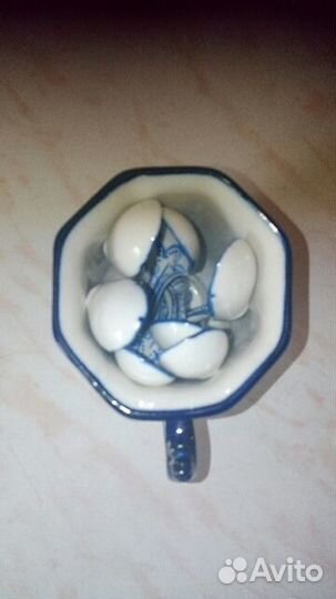 Гжель чаша+ложечки
