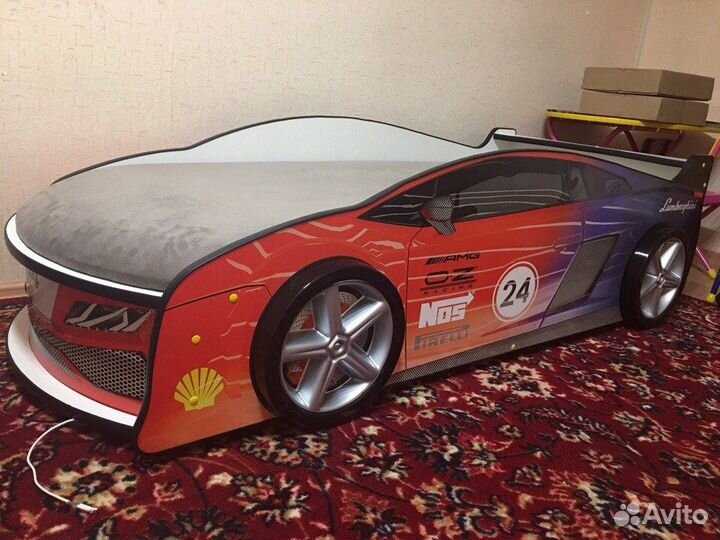 Кровать машина для детей Ламба 2 красно-синяя