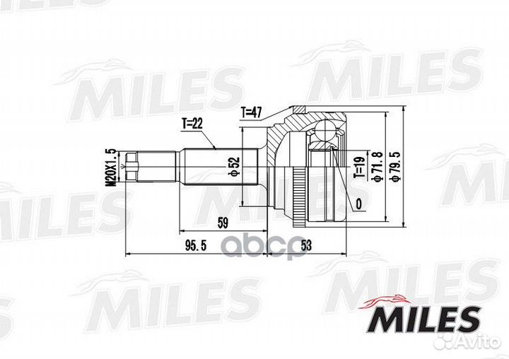 Шрус chevrolet aveo 1.2 03- нар. Miles 95 CO3631A