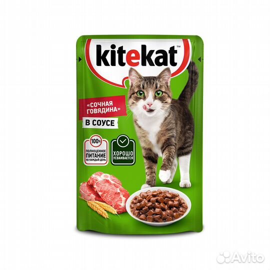 Kitekat влажный корм для взрослых кошек со вкусом