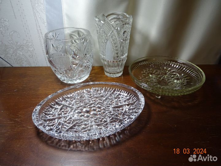 Вазы и подносы хрустальные СССР