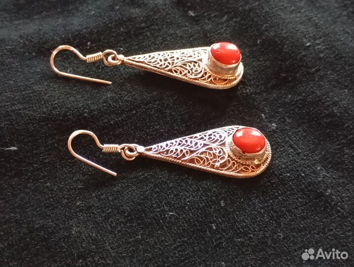 Серьги серебро винтаж бронь
