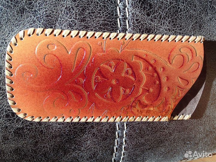 Чехол для очков СССР. Натуральная кожа, тиснение