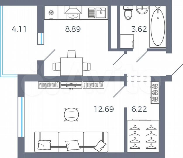 1-к. квартира, 33,5 м², 5/16 эт.