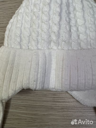 Шапка и варежки для малышей 0-3 мес