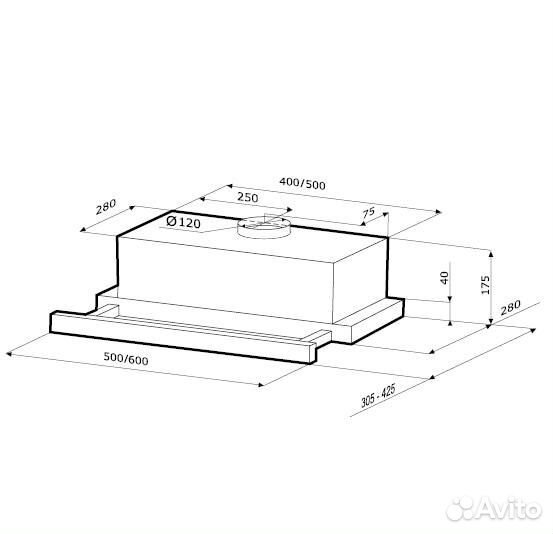 Встраиваемая вытяжка Krona Kamilla 500 Inox/Inox