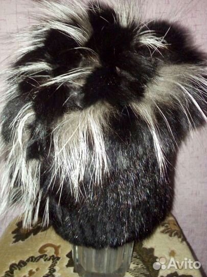 Шапка норковая вязаная