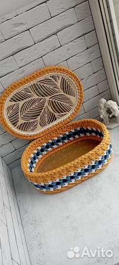 Корзина-шкатулка овальной формы ручная работа