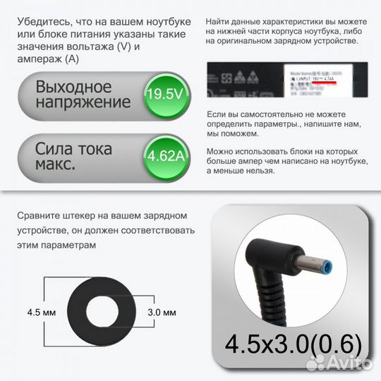 Блок питания для ноутбука HP 15-BS500UR серии 90W