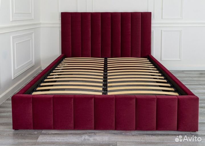 Кровать 160х200 двуспальная велюр бордо Богема