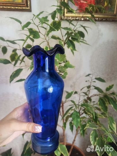 Ваза кобальтовое стекло СССР