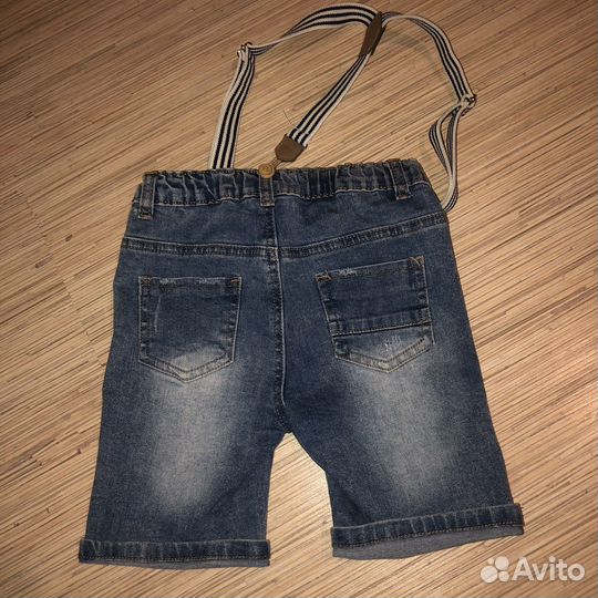 Джинсовые шорты с подтяжками 92р