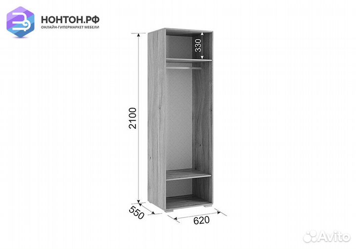 Шкаф двухдверный Лайк 02.01 дуб мария / графит