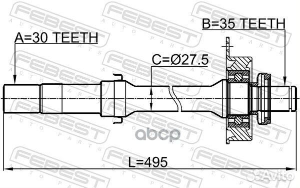 Полуось правая 30x494x35 0512-tribrh Febest